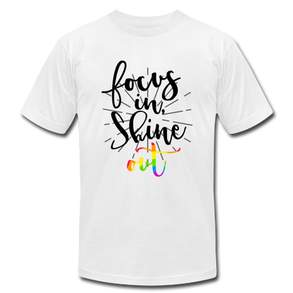 Focus in Shine Out BR Unisex Jersey T-Shirt by Bella + Canvas - white