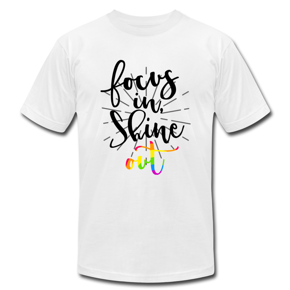 Focus in Shine Out BR Unisex Jersey T-Shirt by Bella + Canvas - white