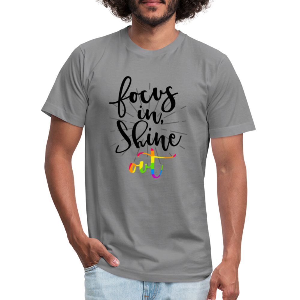 Focus in Shine Out BR Unisex Jersey T-Shirt by Bella + Canvas - slate