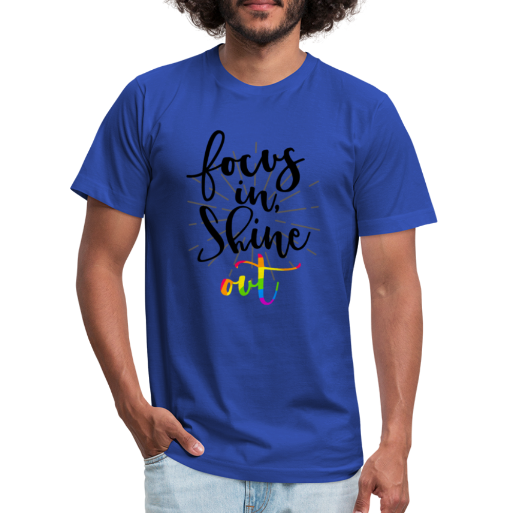 Focus in Shine Out BR Unisex Jersey T-Shirt by Bella + Canvas - royal blue