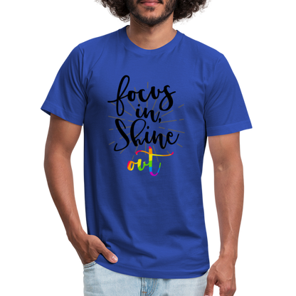 Focus in Shine Out BR Unisex Jersey T-Shirt by Bella + Canvas - royal blue