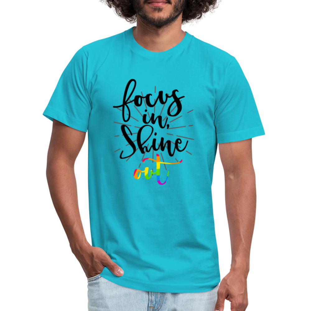 Focus in Shine Out BR Unisex Jersey T-Shirt by Bella + Canvas - turquoise