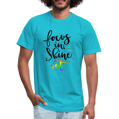 Focus in Shine Out BR Unisex Jersey T-Shirt by Bella + Canvas - turquoise