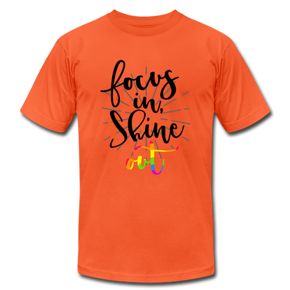 Focus in Shine Out BR Unisex Jersey T-Shirt by Bella + Canvas - orange