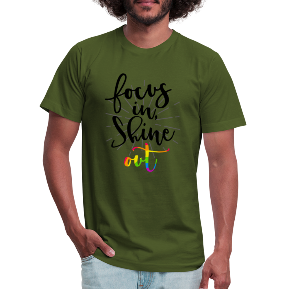 Focus in Shine Out BR Unisex Jersey T-Shirt by Bella + Canvas - olive