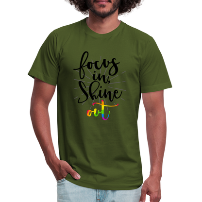 Focus in Shine Out BR Unisex Jersey T-Shirt by Bella + Canvas - olive