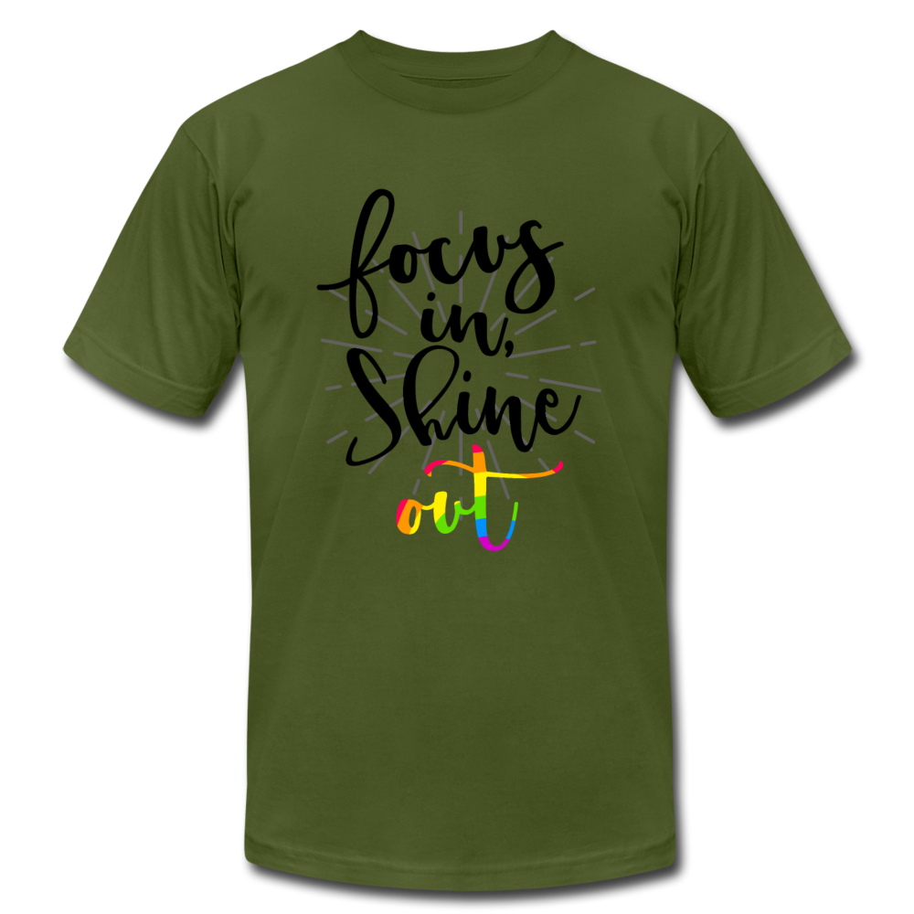 Focus in Shine Out BR Unisex Jersey T-Shirt by Bella + Canvas - olive