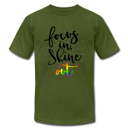 Focus in Shine Out BR Unisex Jersey T-Shirt by Bella + Canvas - olive