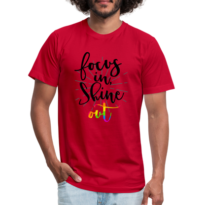 Focus in Shine Out BR Unisex Jersey T-Shirt by Bella + Canvas - red