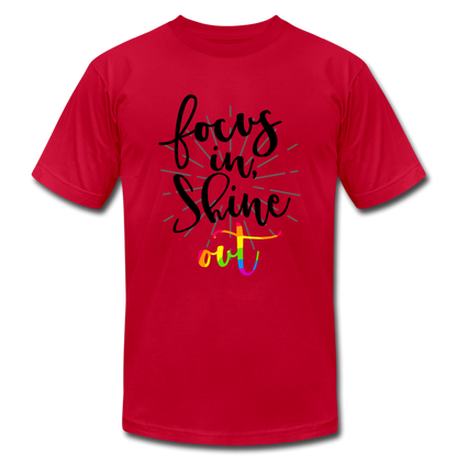 Focus in Shine Out BR Unisex Jersey T-Shirt by Bella + Canvas - red