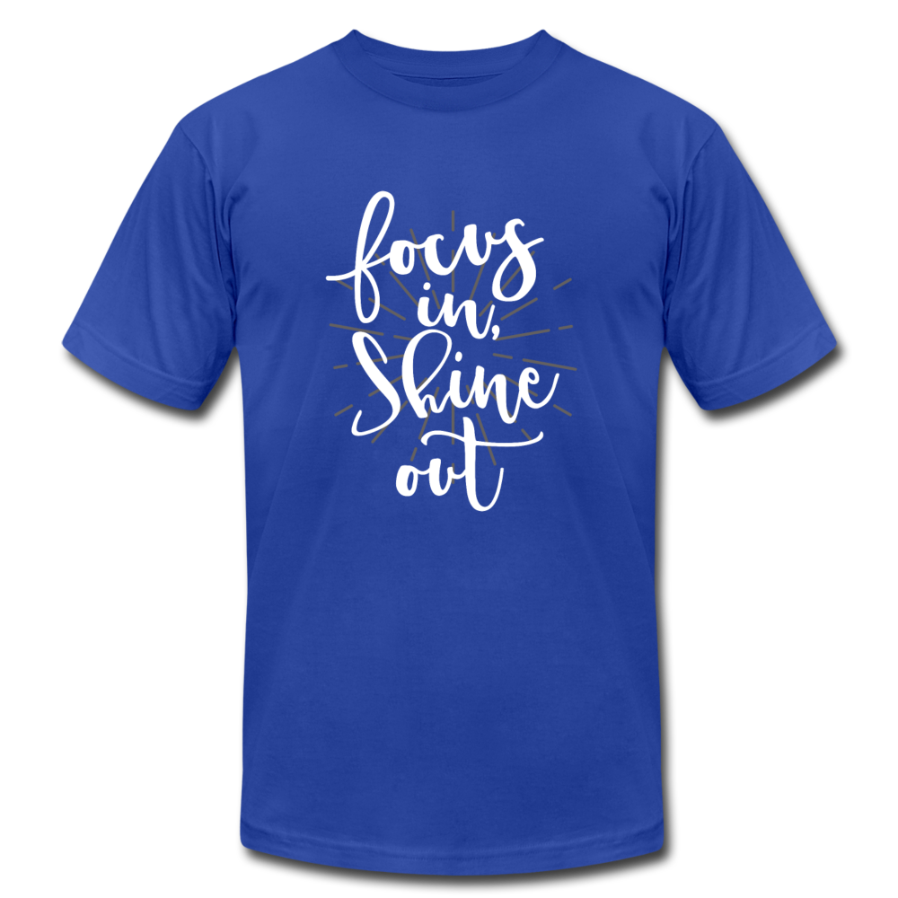 Focus in Shine Out  WW Unisex Jersey T-Shirt by Bella + Canvas - royal blue