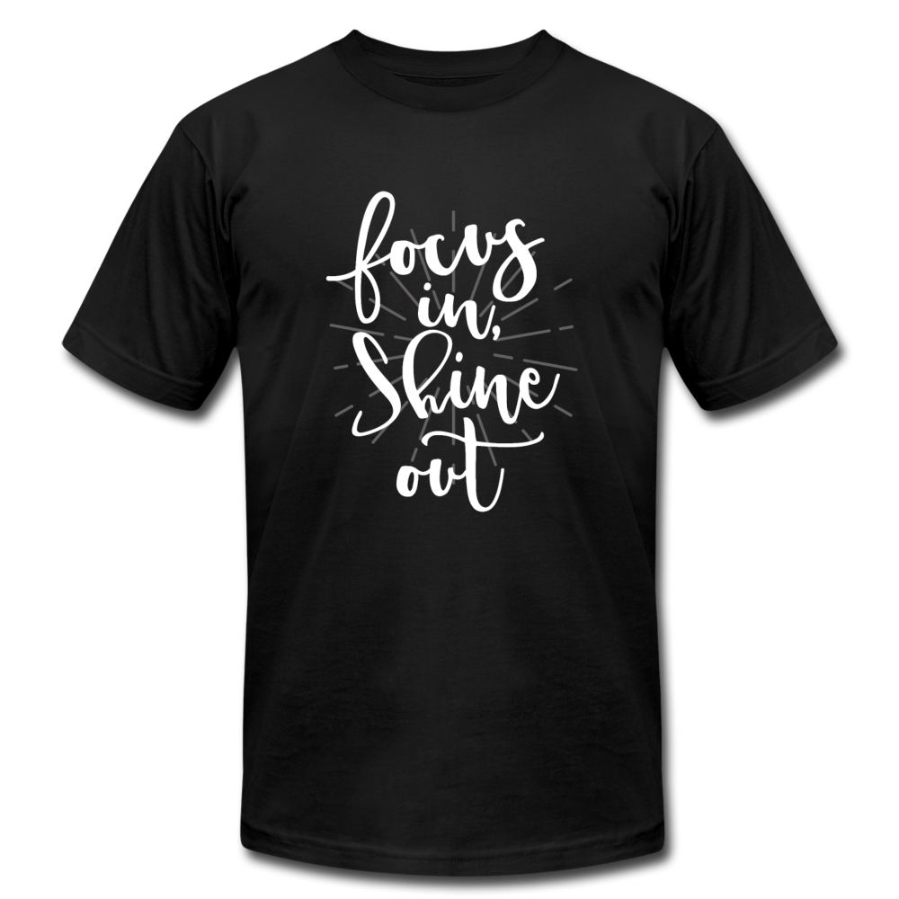 Focus in Shine Out  WW Unisex Jersey T-Shirt by Bella + Canvas - black