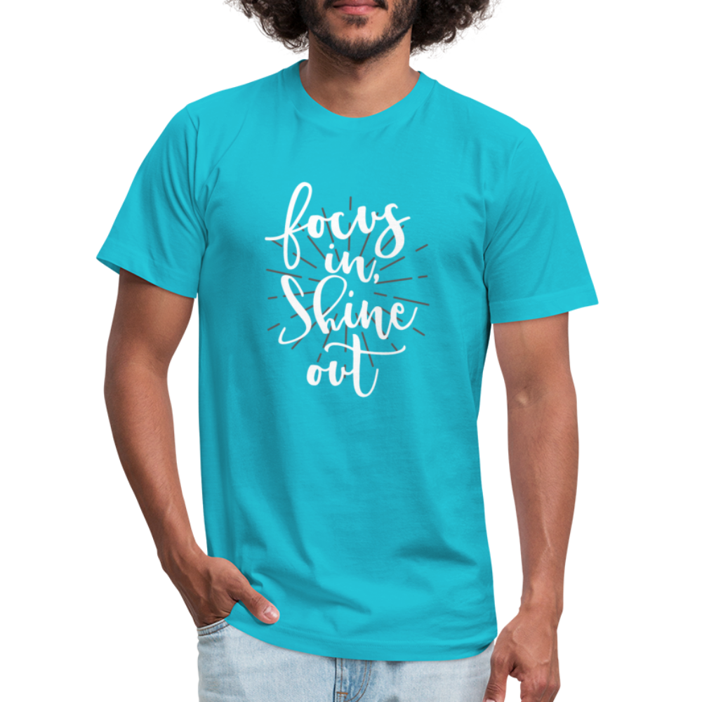 Focus in Shine Out  WW Unisex Jersey T-Shirt by Bella + Canvas - turquoise