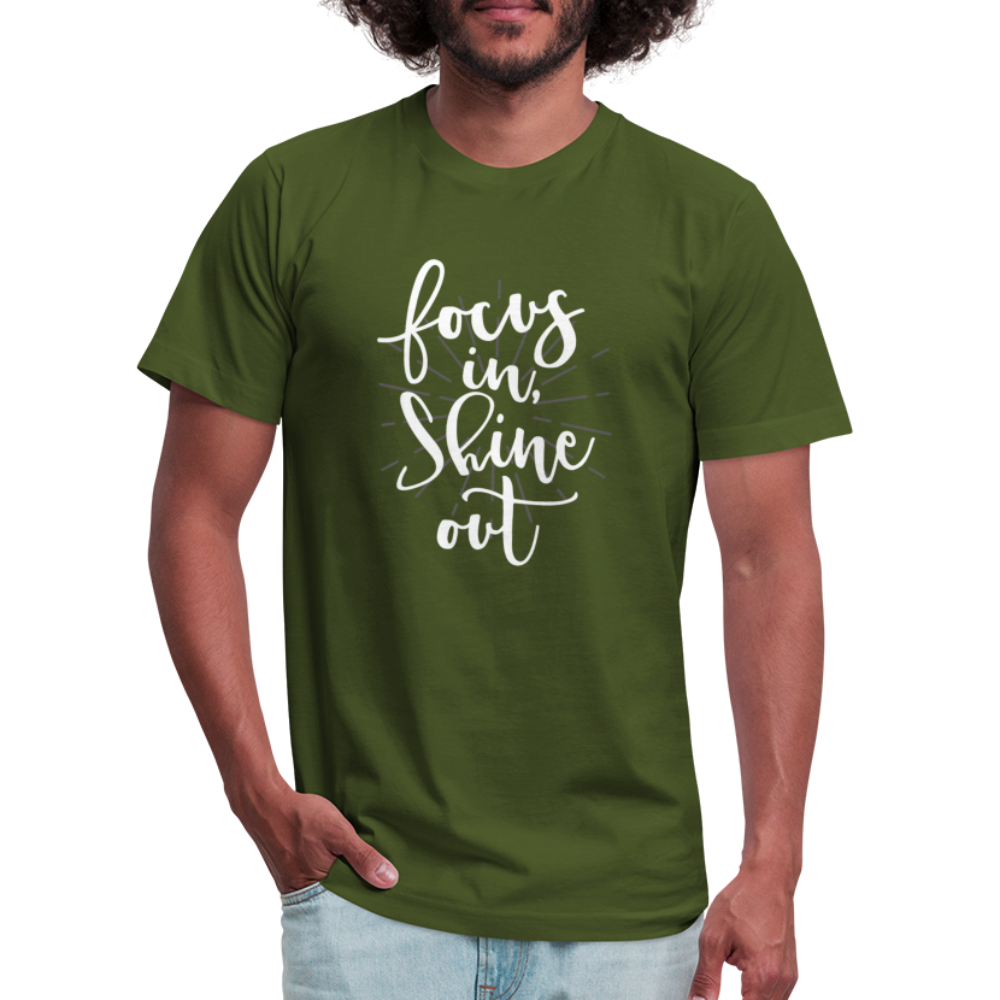 Focus in Shine Out  WW Unisex Jersey T-Shirt by Bella + Canvas - olive