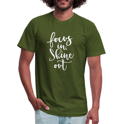 Focus in Shine Out  WW Unisex Jersey T-Shirt by Bella + Canvas - olive