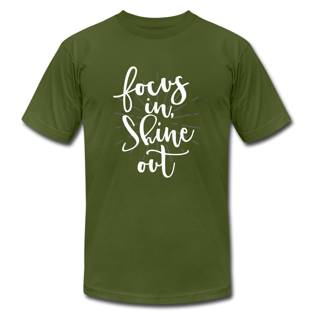 Focus in Shine Out  WW Unisex Jersey T-Shirt by Bella + Canvas - olive