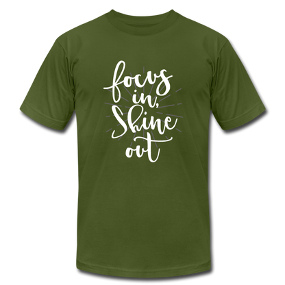 Focus in Shine Out  WW Unisex Jersey T-Shirt by Bella + Canvas - olive