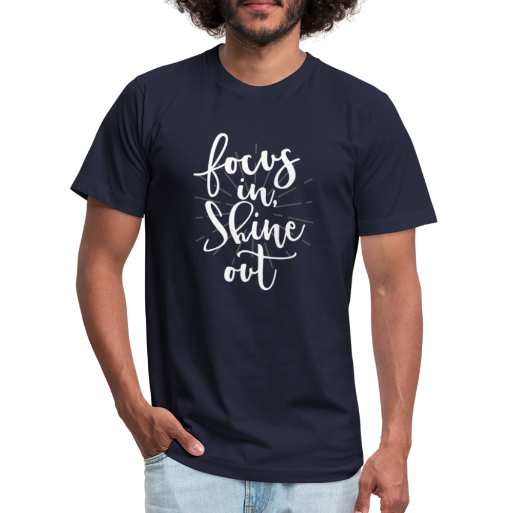 Focus in Shine Out  WW Unisex Jersey T-Shirt by Bella + Canvas - navy