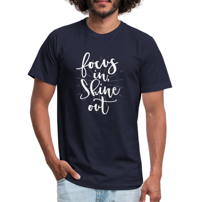 Focus in Shine Out  WW Unisex Jersey T-Shirt by Bella + Canvas - navy