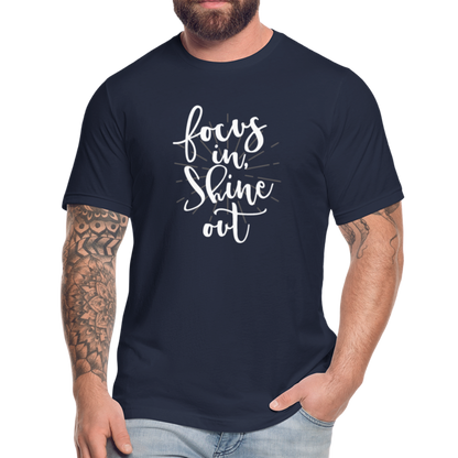 Focus in Shine Out  WW Unisex Jersey T-Shirt by Bella + Canvas - navy