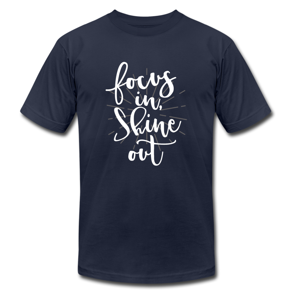 Focus in Shine Out  WW Unisex Jersey T-Shirt by Bella + Canvas - navy