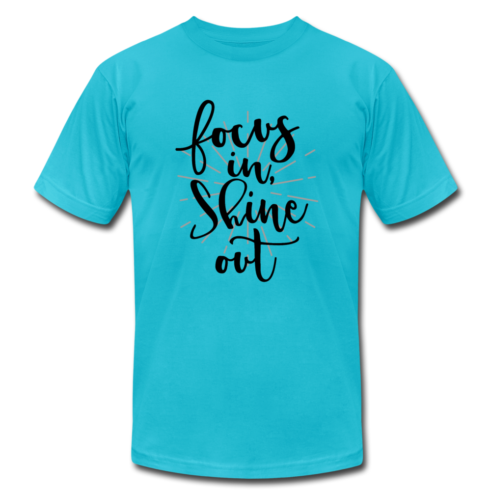 Focus in Shine Out BB Unisex Jersey T-Shirt by Bella + Canvas - turquoise