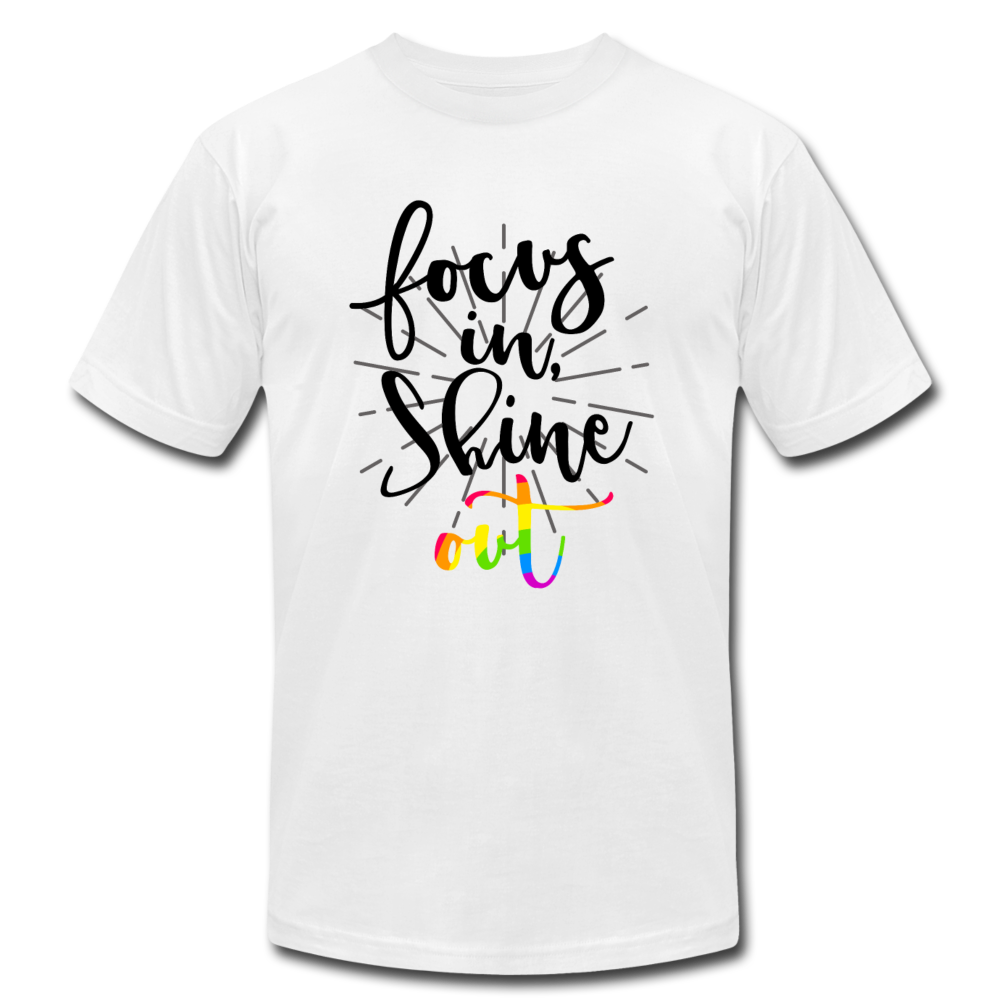 Focus in Shine Out B Unisex Jersey T-Shirt by Bella + Canvas - white