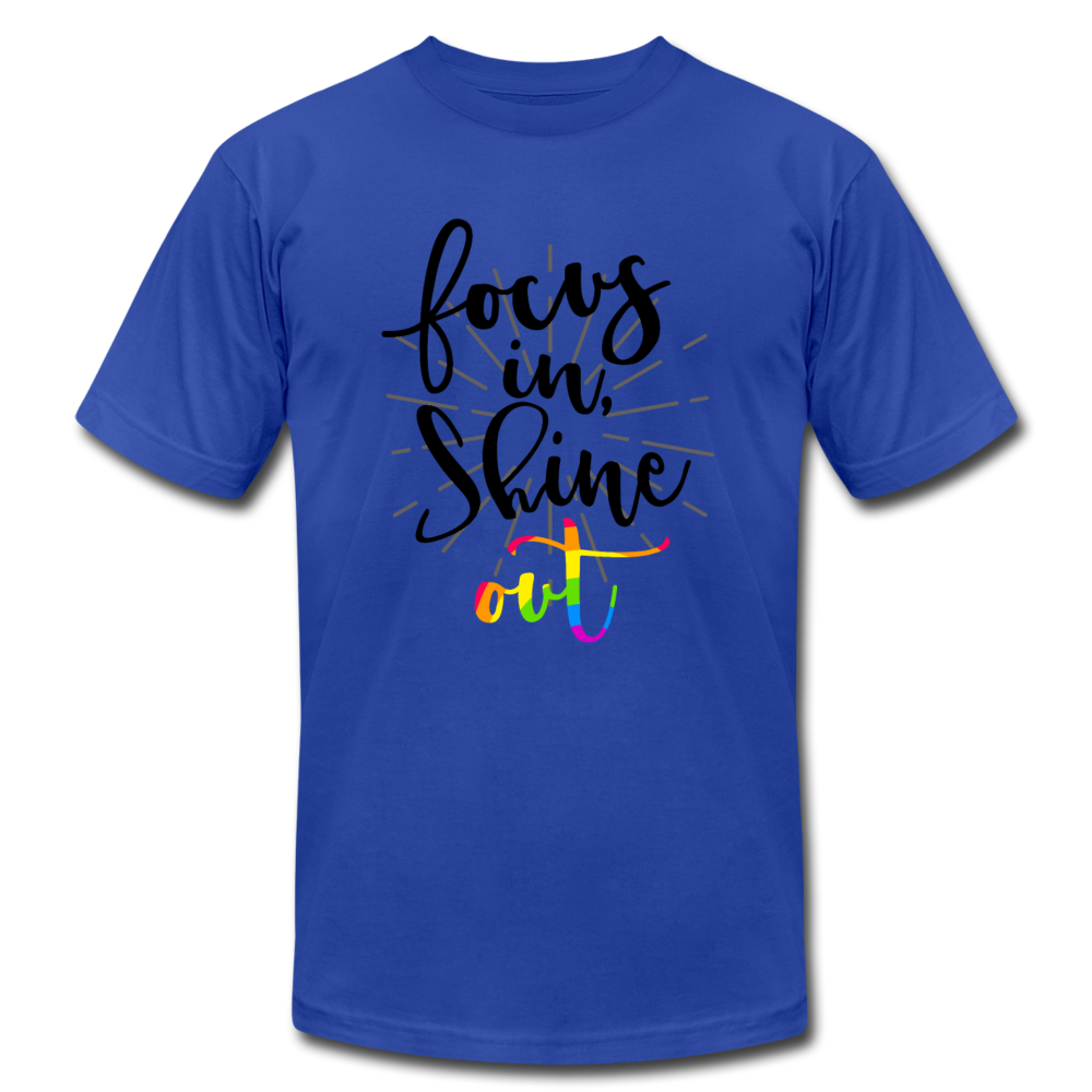 Focus in Shine Out B Unisex Jersey T-Shirt by Bella + Canvas - royal blue