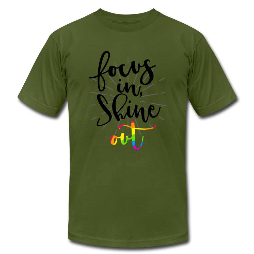 Focus in Shine Out B Unisex Jersey T-Shirt by Bella + Canvas - olive