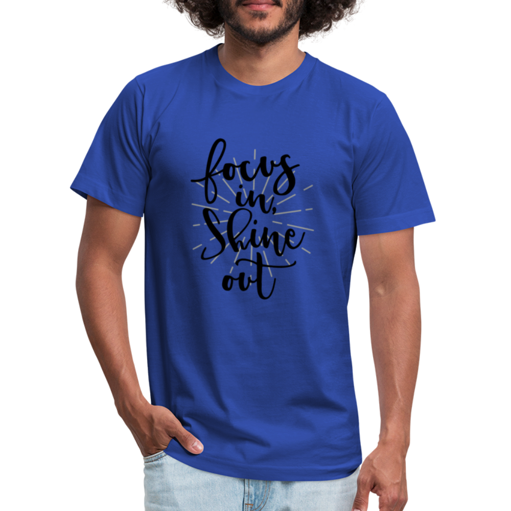 Focus in Shine Out B Unisex Jersey T-Shirt by Bella + Canvas - royal blue