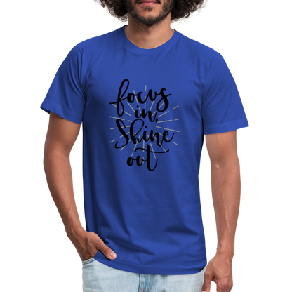 Focus in Shine Out B Unisex Jersey T-Shirt by Bella + Canvas - royal blue