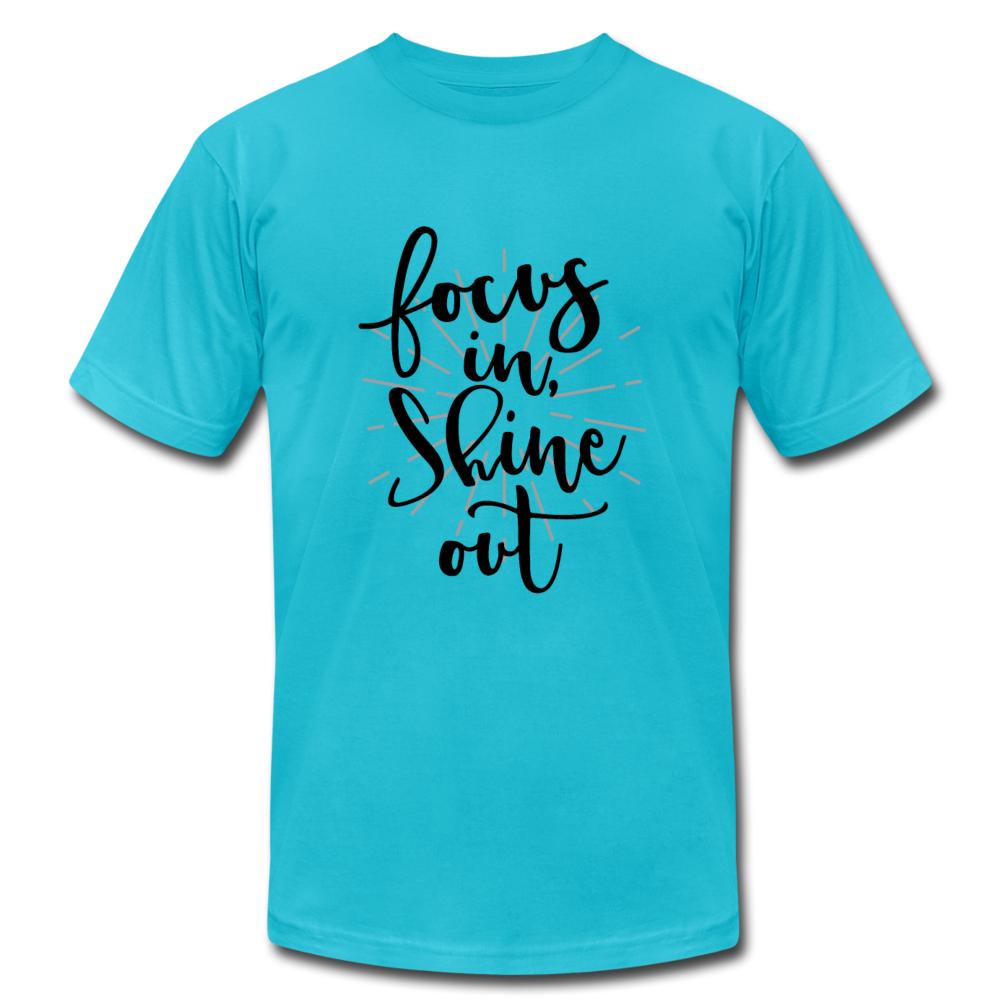 Focus in Shine Out B Unisex Jersey T-Shirt by Bella + Canvas - turquoise