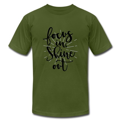 Focus in Shine Out B Unisex Jersey T-Shirt by Bella + Canvas - olive