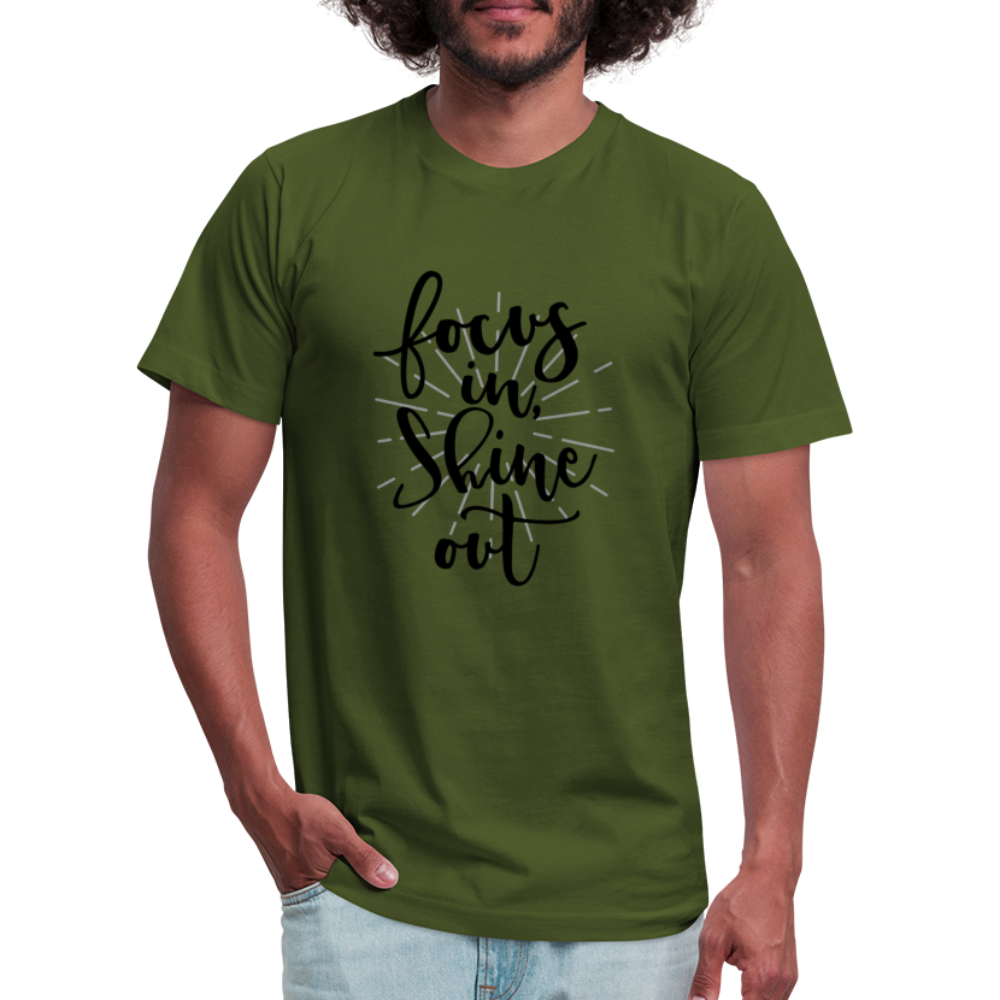 Focus in Shine Out B Unisex Jersey T-Shirt by Bella + Canvas - olive