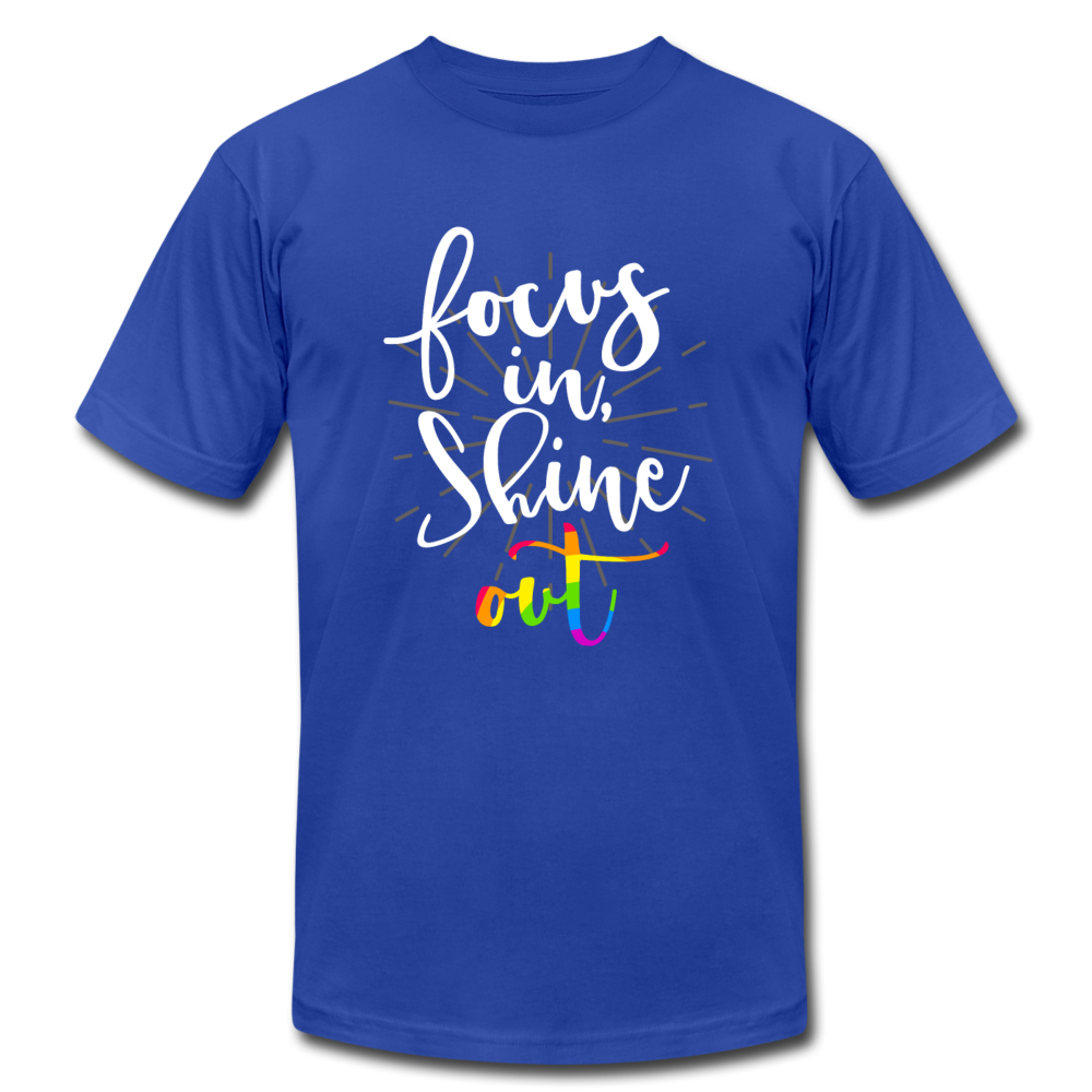 Focus in Shine Out W Unisex Jersey T-Shirt by Bella + Canvas - royal blue
