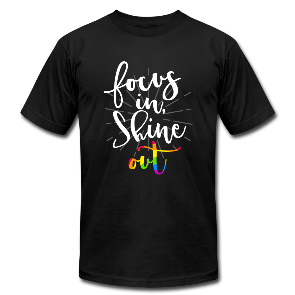 Focus in Shine Out W Unisex Jersey T-Shirt by Bella + Canvas - black