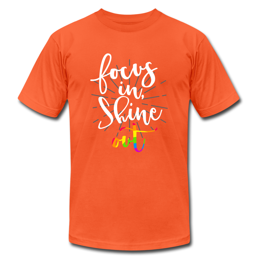 Focus in Shine Out W Unisex Jersey T-Shirt by Bella + Canvas - orange