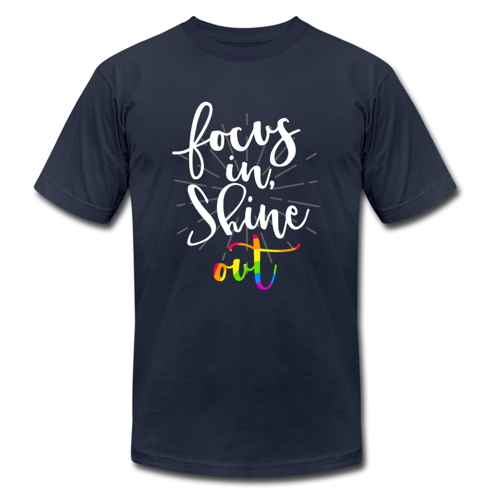 Focus in Shine Out W Unisex Jersey T-Shirt by Bella + Canvas - navy