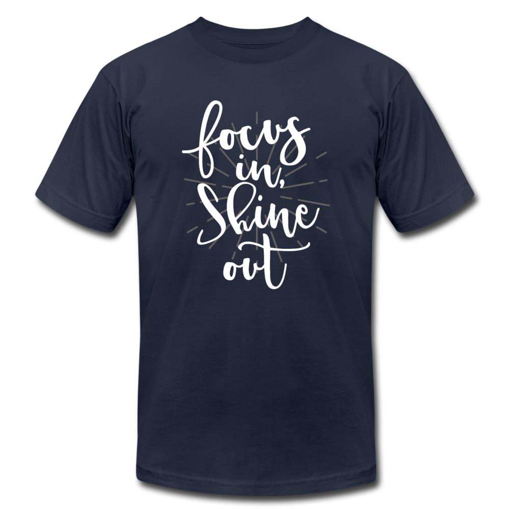 Focus in Shine Out WW Unisex Jersey T-Shirt by Bella + Canvas - navy