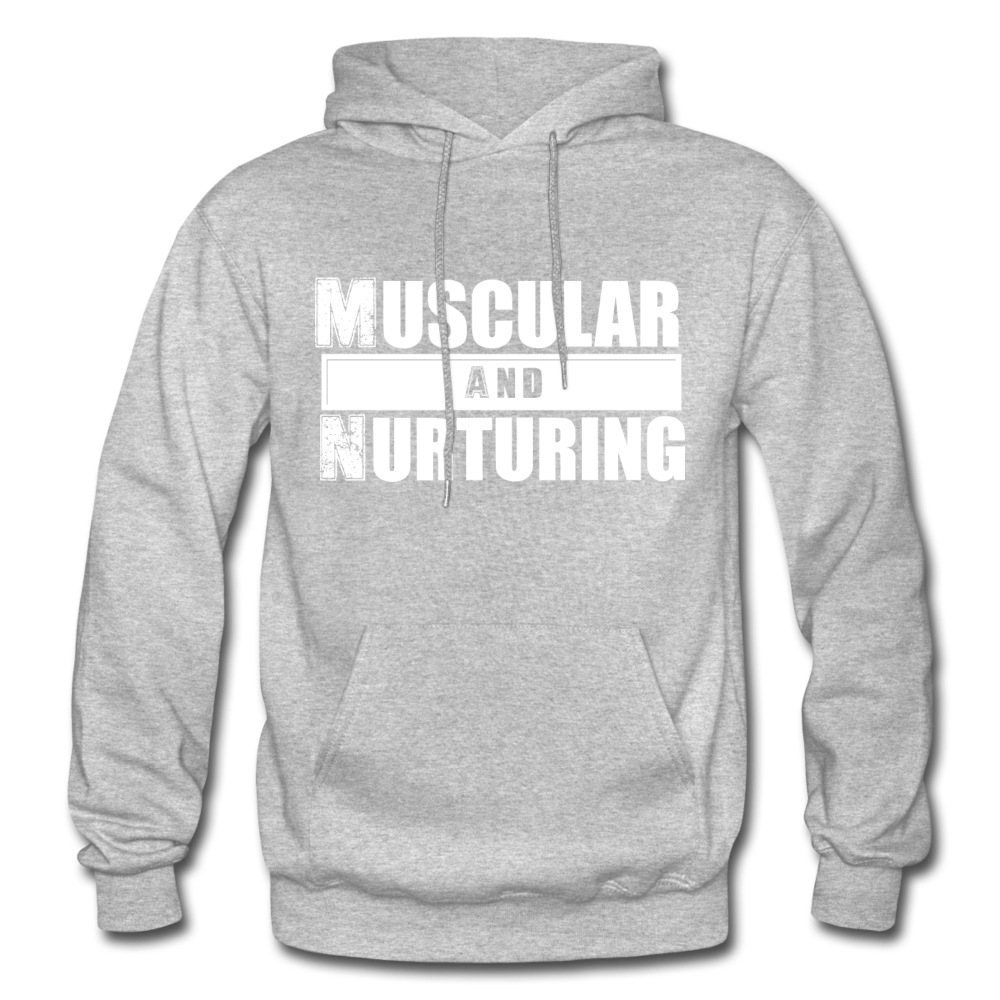 Muscular and Nurturing W Gildan Heavy Blend Adult Hoodie - heather gray