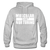 Muscular and Nurturing W Gildan Heavy Blend Adult Hoodie - heather gray