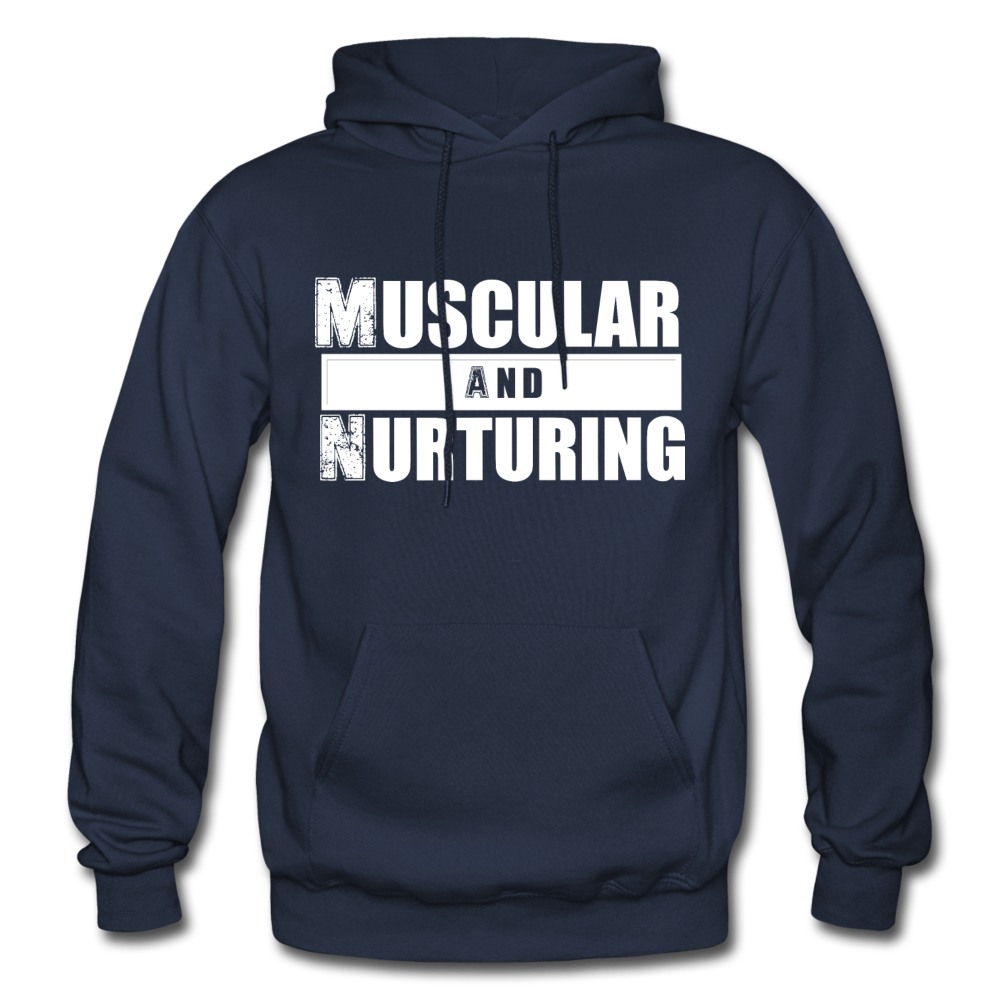 Muscular and Nurturing W Gildan Heavy Blend Adult Hoodie - navy