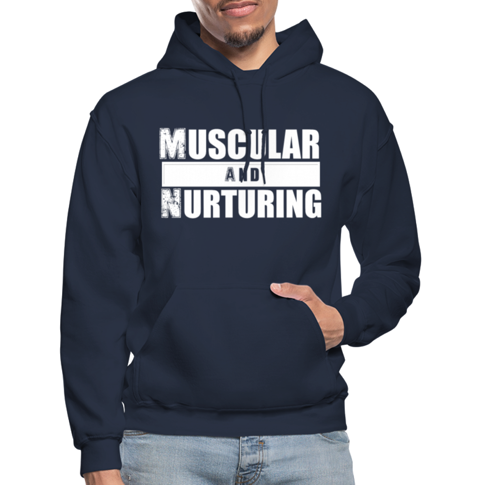 Muscular and Nurturing W Gildan Heavy Blend Adult Hoodie - navy