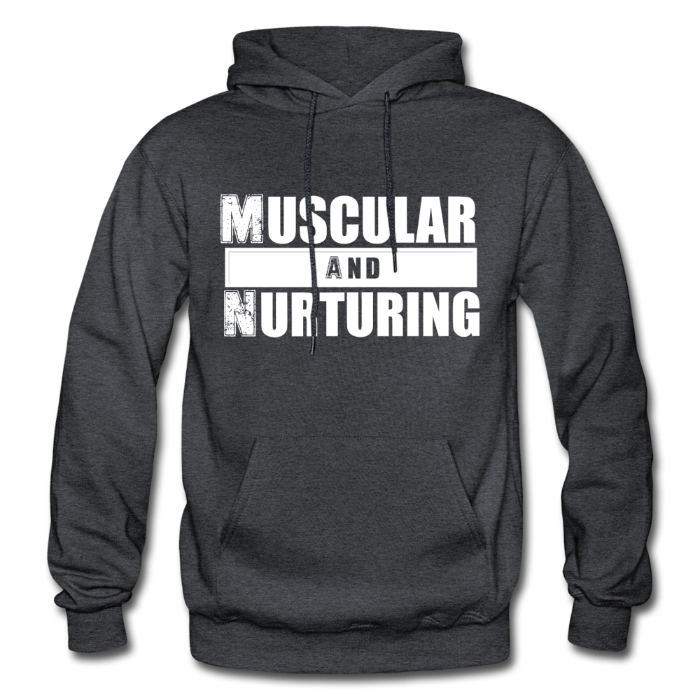 Muscular and Nurturing W Gildan Heavy Blend Adult Hoodie - charcoal grey