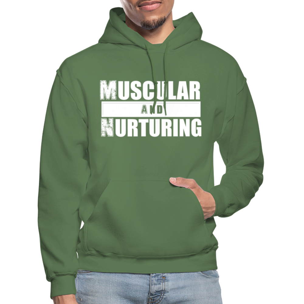 Muscular and Nurturing W Gildan Heavy Blend Adult Hoodie - military green