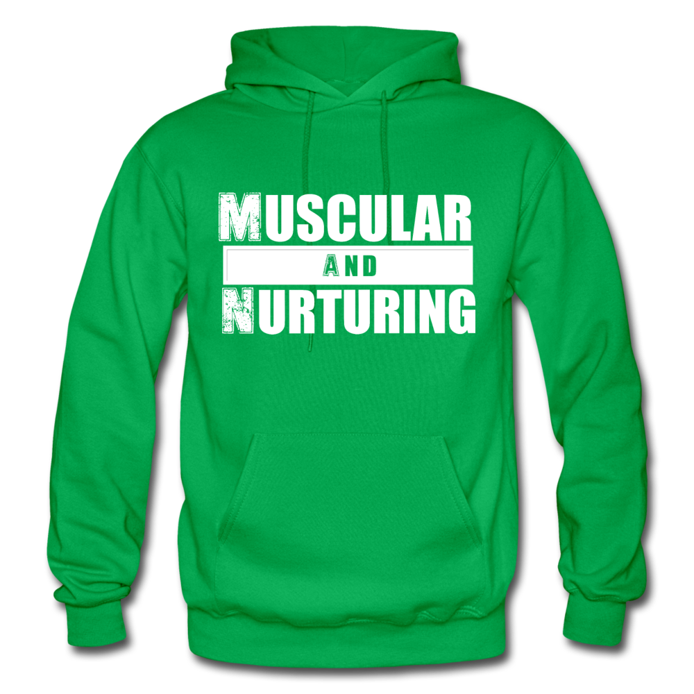Muscular and Nurturing W Gildan Heavy Blend Adult Hoodie - kelly green