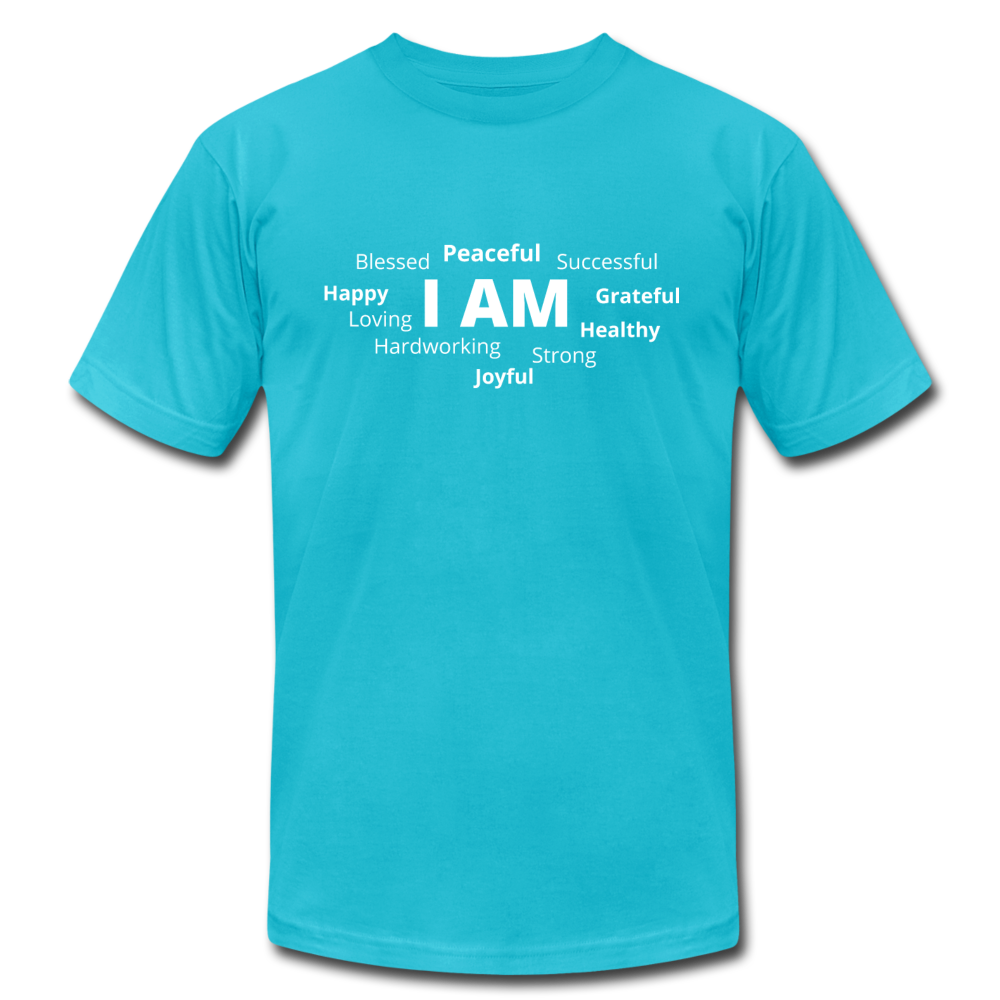 I AM W Unisex Jersey T-Shirt by Bella + Canvas - turquoise