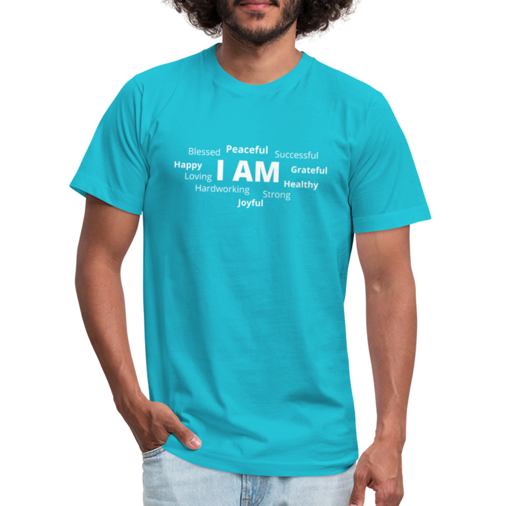 I AM W Unisex Jersey T-Shirt by Bella + Canvas - turquoise