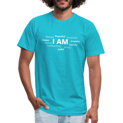 I AM W Unisex Jersey T-Shirt by Bella + Canvas - turquoise