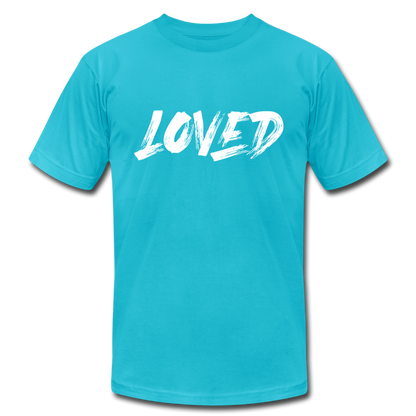 Loved W Unisex Jersey T-Shirt by Bella + Canvas - turquoise